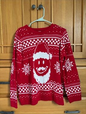 Holiday Time Red & White Santa Fair Isle Kids Sweater